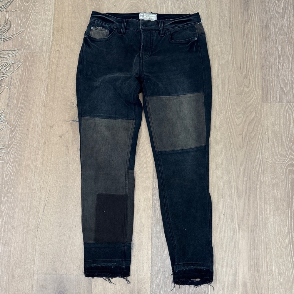 Free People Black Patchwork Ankle Jeans